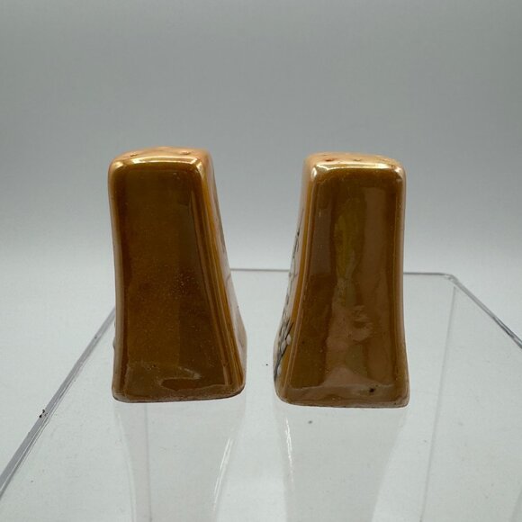 Vintage Ceramic Lusterware Salt & Pepper Shakers With Handpainted Floral - Picture 3 of 11